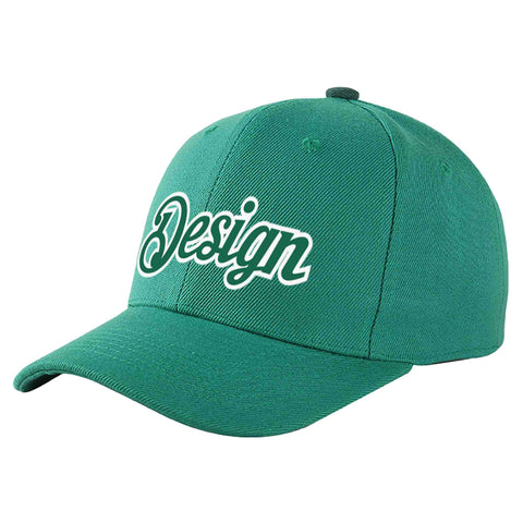Custom Light Green Kelly Green-White Curved Eaves Sport Design Baseball Cap