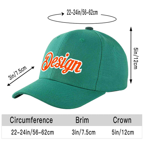 Custom Light Green Orange-White Curved Eaves Sport Design Baseball Cap