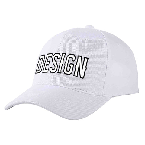 Custom White White-Black Curved Eaves Sport Design Baseball Cap