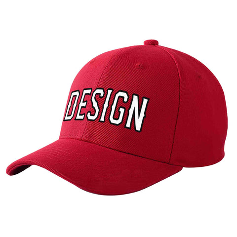 Custom Red White-Black Curved Eaves Sport Design Baseball Cap