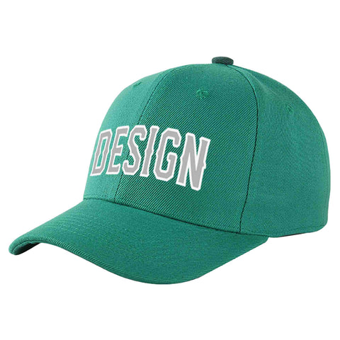 Custom Light Green White-Gray Curved Eaves Sport Design Baseball Cap