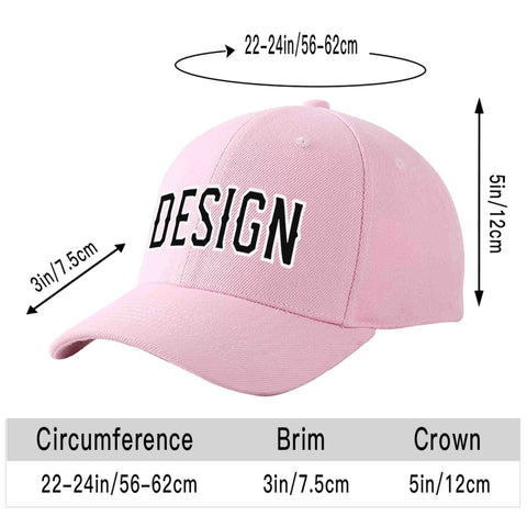 Custom Pink Black-White Curved Eaves Sport Design Baseball Cap