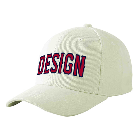Custom Cream Red-Navy Curved Eaves Sport Design Baseball Cap