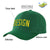 Custom Green Gold-Kelly Green Curved Eaves Sport Design Baseball Cap