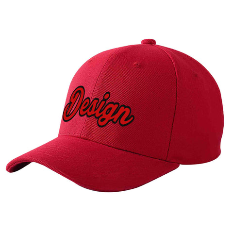 Custom Red Red-Black Curved Eaves Sport Design Baseball Cap