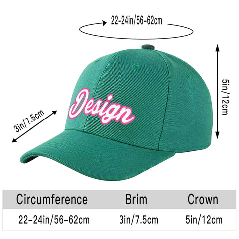 Custom Light Green White-Pink Curved Eaves Sport Design Baseball Cap
