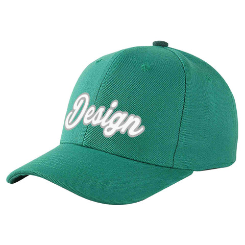 Custom Light Green White-Gray Curved Eaves Sport Design Baseball Cap