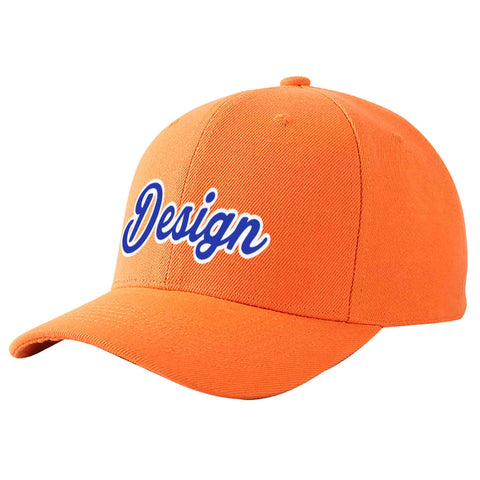 Custom Orange Royal-White Curved Eaves Sport Design Baseball Cap