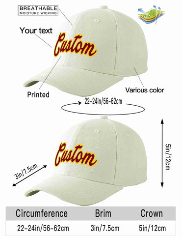 Custom Cream Crimson-Gold Curved Eaves Sport Baseball Cap Design for Men/Women/Youth