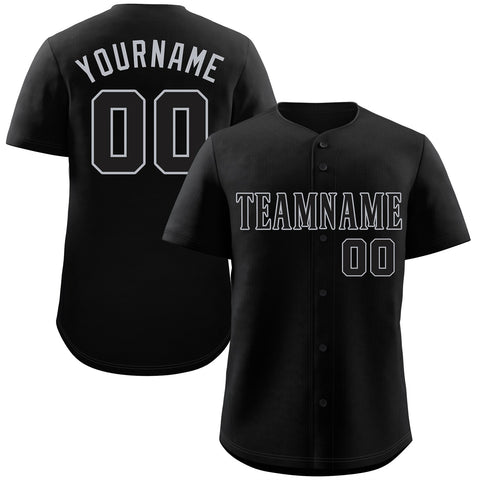 Custom Black Black-Gray Classic Style Authentic Baseball Jersey