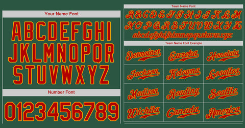 Custom Green Red-Orange Classic Style Authentic Baseball Jersey