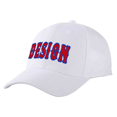 Custom White Red-Royal Curved Eaves Sport Design Baseball Cap