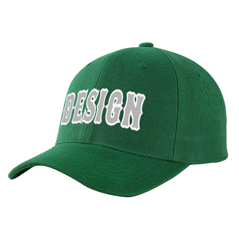 Custom Green Gray-White Curved Eaves Sport Design Baseball Cap