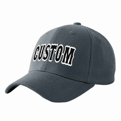 Custom Dark Gray Black-White Curved Eaves Sport Baseball Cap Design for Men/Women/Youth