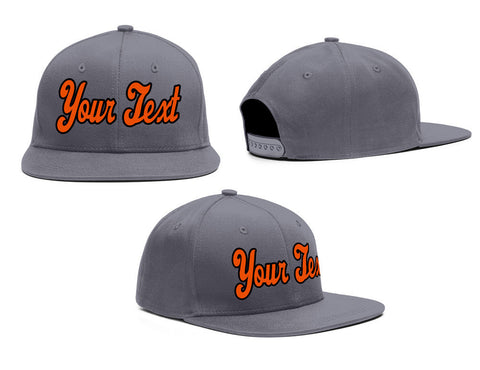 Custom Dark Gray Orange Casual Sport Baseball Cap