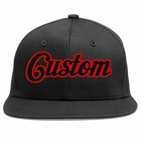 Custom Black Black-Red Casual Sport Baseball Cap