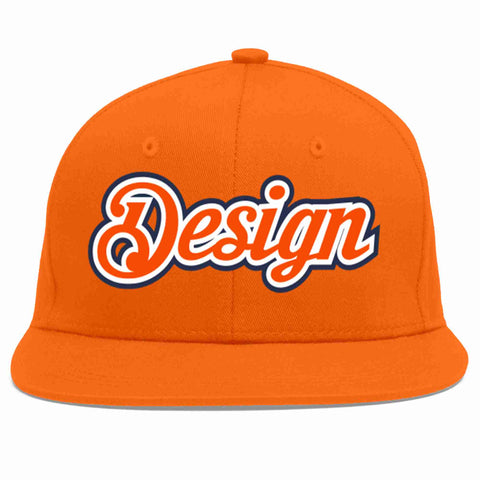 Custom Orange Orange-White Flat Eaves Sport Baseball Cap Design for Men/Women/Youth