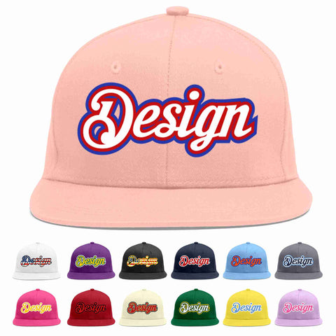 Custom Pink White-Red Flat Eaves Sport Baseball Cap Design for Men/Women/Youth