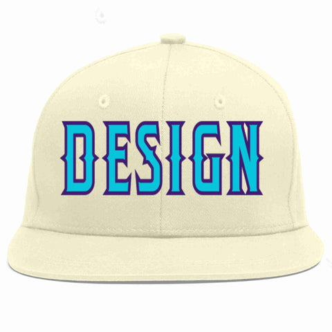 Custom Cream Light Blue-purple Flat Eaves Sport Baseball Cap Design for Men/Women/Youth