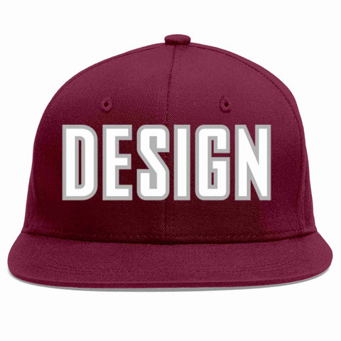 Custom Crimson White-Gray Flat Eaves Sport Baseball Cap Design for Men/Women/Youth