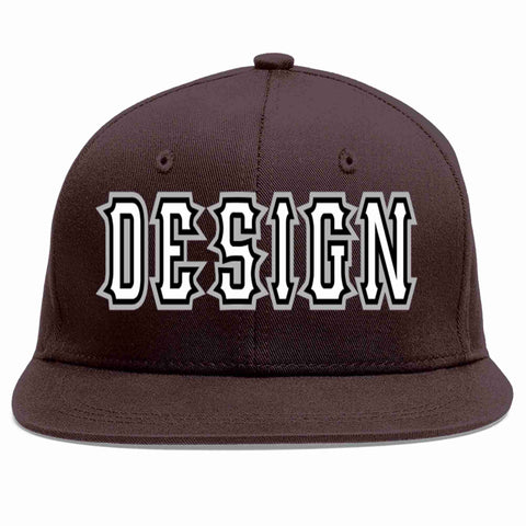 Custom Brown White-Black Flat Eaves Sport Baseball Cap Design for Men/Women/Youth