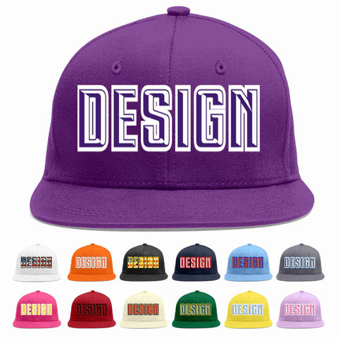 Custom Purple purple-White Flat Eaves Sport Baseball Cap Design for Men/Women/Youth
