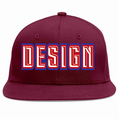 Custom Crimson White-Red Flat Eaves Sport Baseball Cap Design for Men/Women/Youth