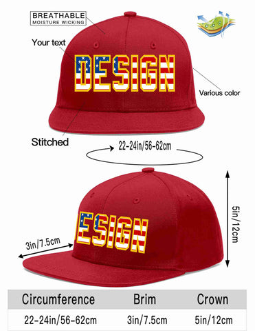 Custom Red Vintage USA Flag-Gold Flat Eaves Sport Baseball Cap Design for Men/Women/Youth