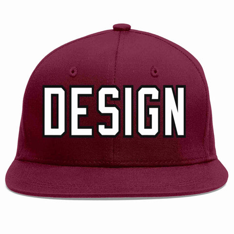 Custom Crimson White-Black Flat Eaves Sport Baseball Cap Design for Men/Women/Youth