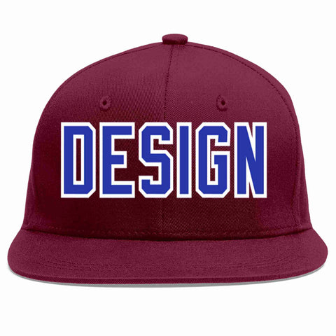 Custom Crimson Royal-White Flat Eaves Sport Baseball Cap Design for Men/Women/Youth