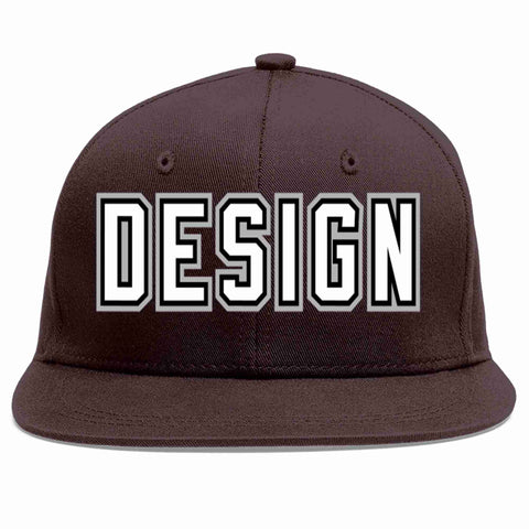Custom Brown White-Black Flat Eaves Sport Baseball Cap Design for Men/Women/Youth
