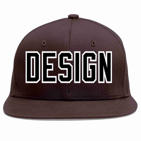 Custom Brown Black-White Flat Eaves Sport Baseball Cap Design for Men/Women/Youth
