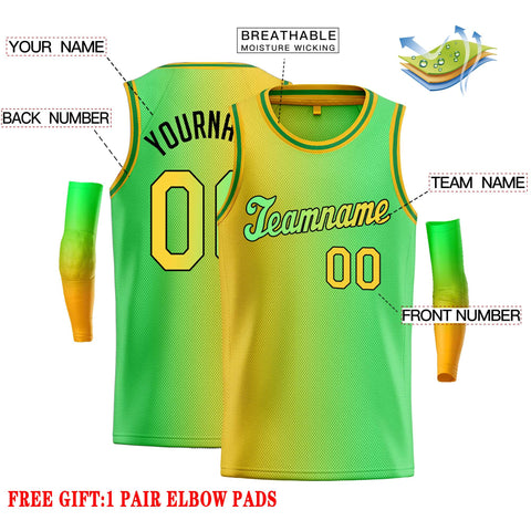 Custom Yellow Neon Green-Black Gradient Fashion Tops Tilted Basketball Jersey