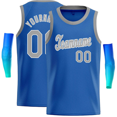 Custom Blue Gray-White Classic Tops Casual Basketball Jersey