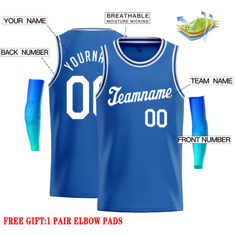 Custom Blue White Classic Tops Casual Basketball Jersey