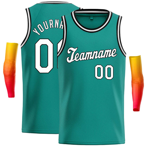 Custom Teal White-Black Classic Tops Casual Basketball Jersey