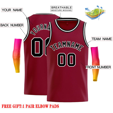 Custom Crimson Black-White Classic Tops Casual Basketball Jersey
