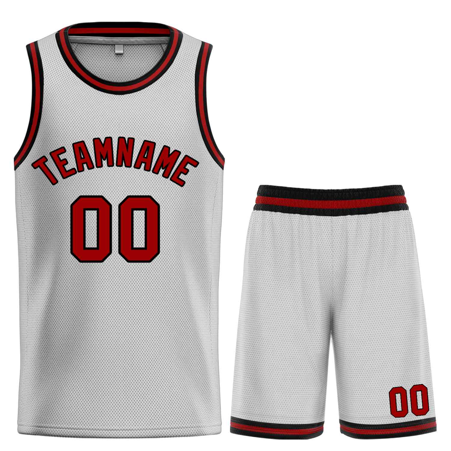 FANSIDEA Custom Silver Gray Black Pinstripe Red-White Authentic Basketball Jersey Men's Size:M