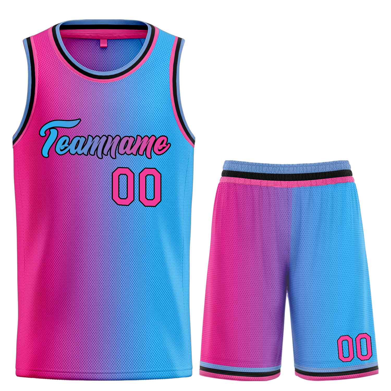 Custom City Edition Basketball Jersey Pink Light Blue-Black Authentic -  FansIdea