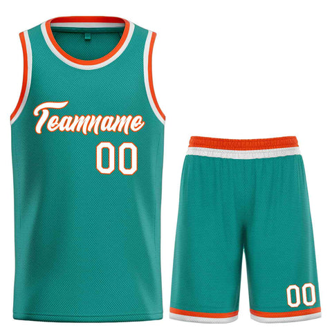 Custom Teal White-Orange Heal Sports Uniform Classic Sets Basketball Jersey