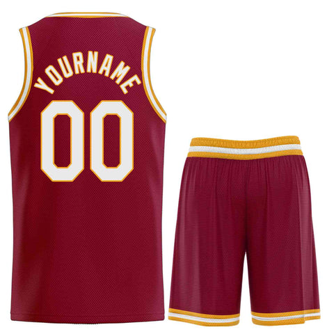 Custom Maroon WhiteHeal Sports Uniform Classic Sets Basketball Jersey