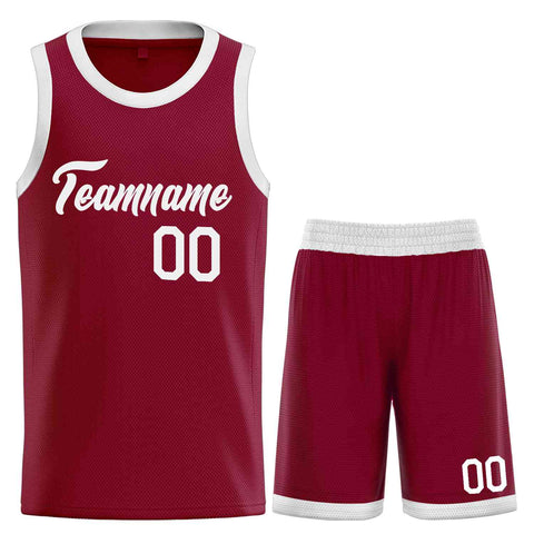 Custom Maroon White Heal Sports Uniform Classic Sets Basketball Jersey