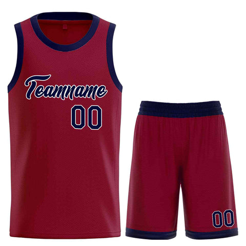 Custom Maroon Navy-White Heal Sports Uniform Classic Sets Basketball Jersey