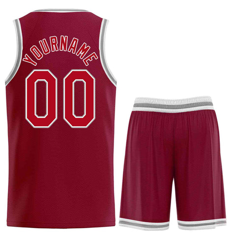 Custom Maroon Red-Gray Heal Sports Uniform Classic Sets Basketball Jersey