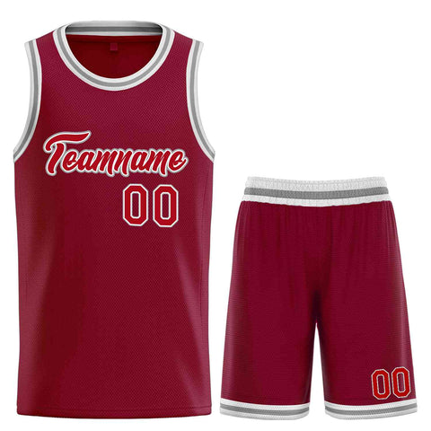 Custom Maroon Red-Gray Heal Sports Uniform Classic Sets Basketball Jersey