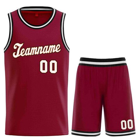 Custom Maroon White-Orange Classic Sets Sports Uniform Basketball Jersey