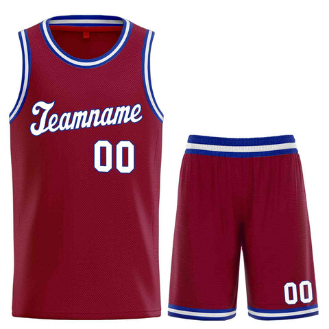 Custom Maroon White-Royal Classic Sets Sports Uniform Basketball Jersey