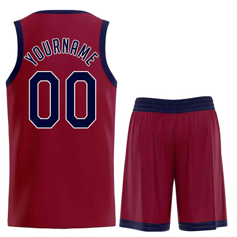Custom Maroon Navy-White Classic Sets Sports Uniform Basketball Jersey