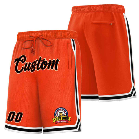 Custom Orange Black-White Classic Style Basketball Mesh Shorts