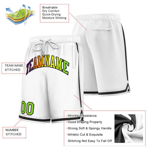 Custom White Black Sport Basketball Shorts
